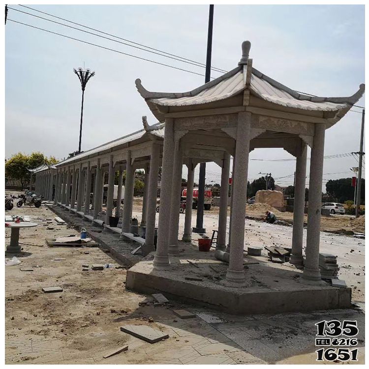 涼亭雕塑-長(zhǎng)廊花崗巖公園廣場(chǎng)擺放仿古涼亭