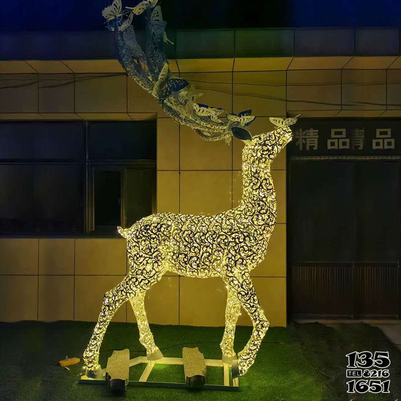 梅花鹿雕塑-戶外大型不銹鋼鏤空照明梅花鹿雕塑 梅花鹿雕塑-戶外大型不銹鋼鏤空照明梅花鹿雕塑高清圖片