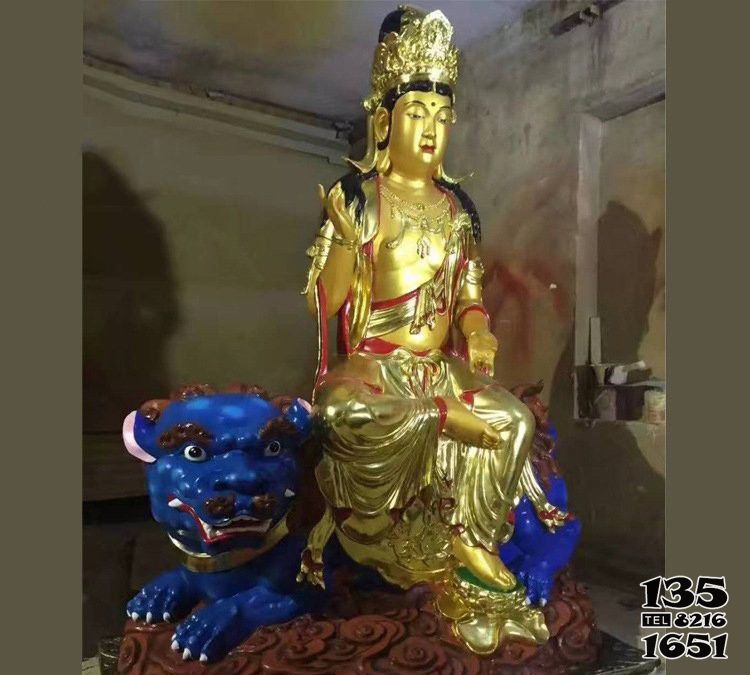 文殊普賢雕塑-寺廟玻璃鋼貼金文殊菩薩雕塑 文殊普賢雕塑-寺廟玻璃鋼貼金文殊菩薩雕塑