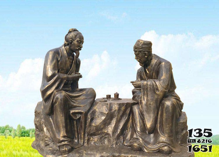 茶雕塑-廣場銅雕古代人物喝茶雕塑 茶雕塑-廣場銅雕古代人物喝茶雕塑高清圖片
