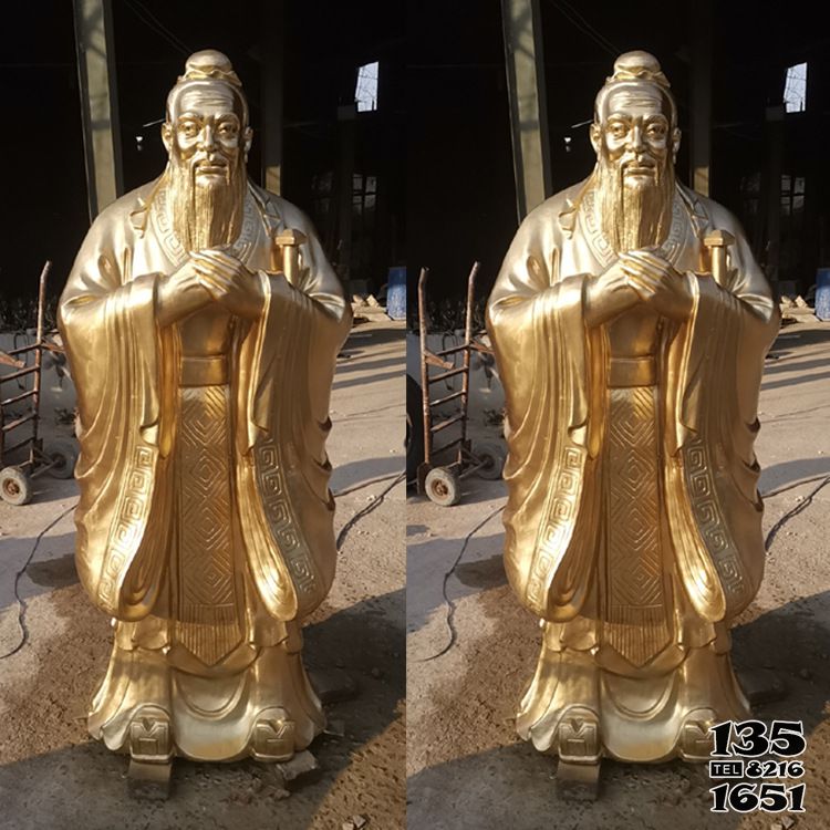 孔子雕塑-操場擺放著名歷史教育家孔子玻璃鋼鑄銅雕像 孔子雕塑-操場擺放著名歷史教育家孔子玻璃鋼鑄銅雕像高清圖片