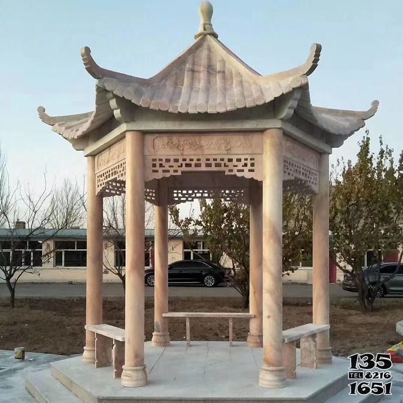 涼亭雕塑-城市街道花園裝飾擺放大理石鏤空涼亭休息座椅雕塑 涼亭雕塑-城市街道花園裝飾擺放大理石鏤空涼亭休息座椅雕塑高清圖片