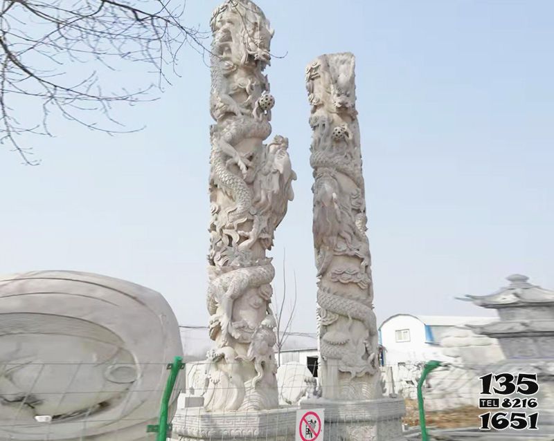 龍柱雕塑-園林景區擺放大理石盤龍柱雕塑 龍柱雕塑-園林景區擺放大理石盤龍柱雕塑高清圖片