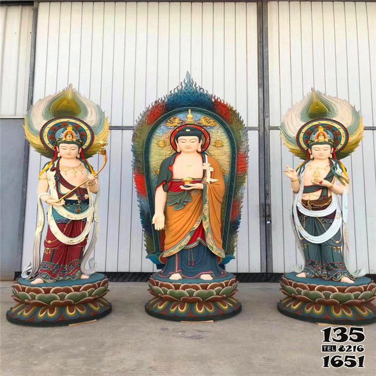 三圣雕塑-寺廟供奉玻璃鋼彩繪神佛三圣雕塑 三圣雕塑-寺廟供奉玻璃鋼彩繪神佛三圣雕塑高清圖片