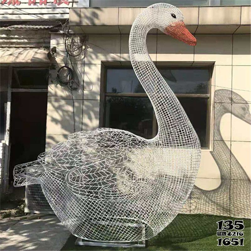 天鵝雕塑-花園不銹鋼鏤空白天鵝雕塑 天鵝雕塑-花園不銹鋼鏤空白天鵝雕塑高清圖片