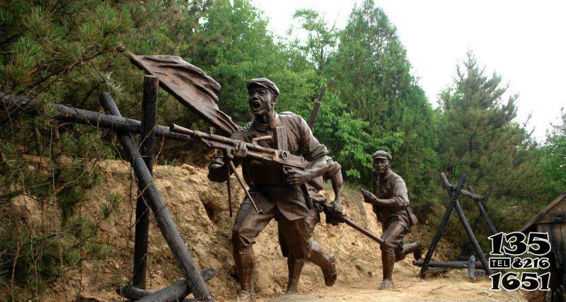 八路軍雕塑-戶外街道上陣殺敵的八路軍雕塑 八路軍雕塑-戶外街道上陣殺敵的八路軍雕塑高清圖片