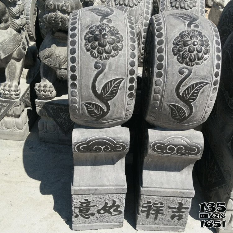 抱鼓石雕塑-寺院仿古做舊浮雕抱鼓石雕塑 抱鼓石雕塑-寺院仿古做舊浮雕抱鼓石雕塑高清圖片