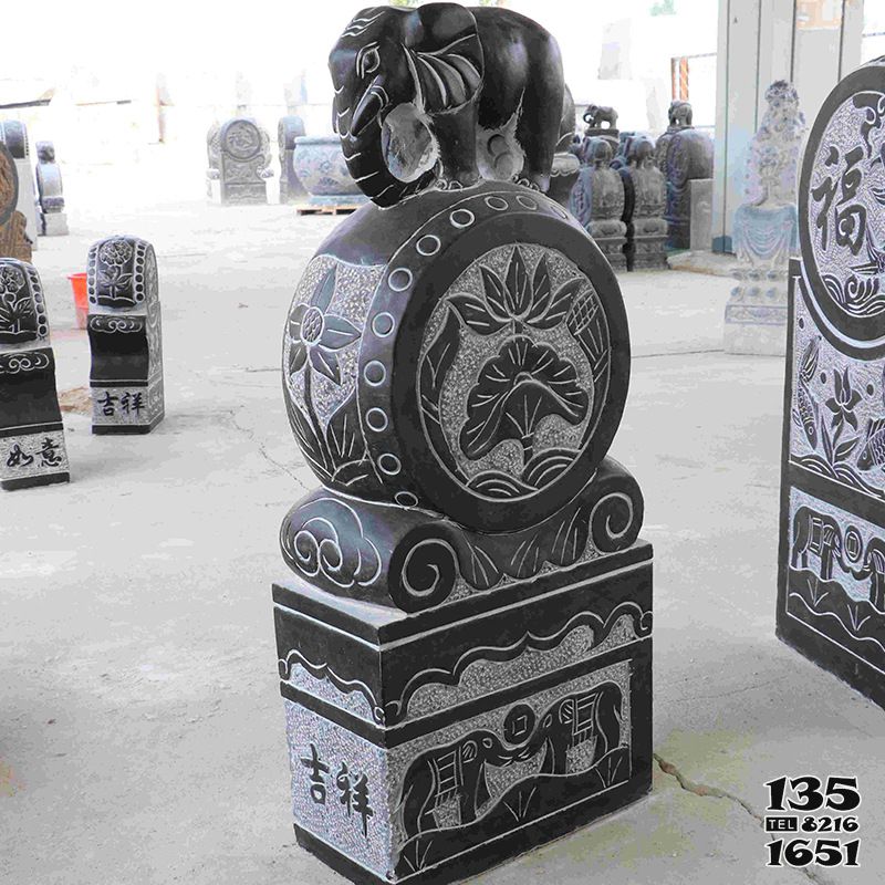 抱鼓石門墩雕塑-酒店仿古小象抱鼓石門口擺件雕刻門墩石雕 抱鼓石門墩雕塑-酒店仿古小象抱鼓石門口擺件雕刻門墩石雕高清圖片