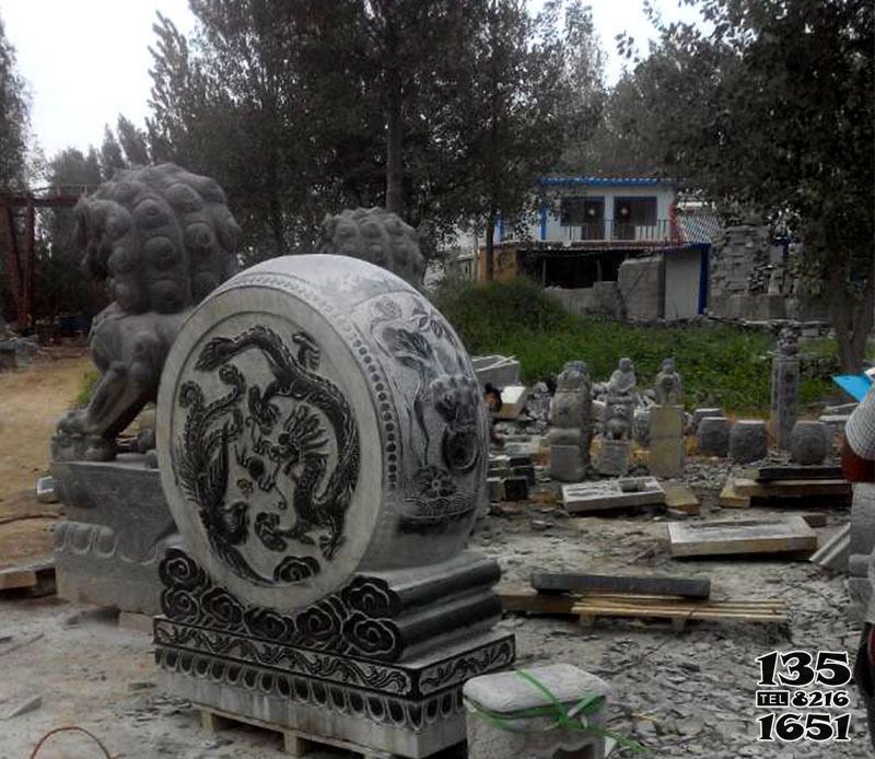 抱鼓石門墩雕塑-庭院仿古石門墩景觀-石雕 抱鼓石門墩雕塑-庭院仿古石門墩景觀-石雕高清圖片