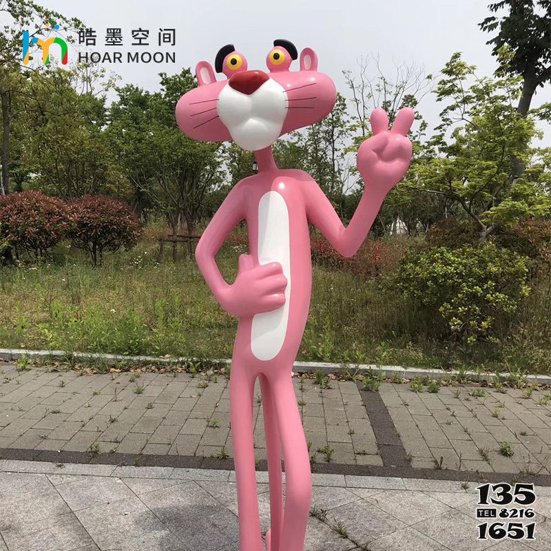 豹子雕塑-公園創意幽默可愛彩繪玻璃鋼粉紅豹雕塑 豹子雕塑-公園創意幽默可愛彩繪玻璃鋼粉紅豹雕塑高清圖片