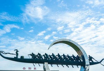船雕塑-火車站廣場劃船比賽鏡面不銹鋼船雕塑