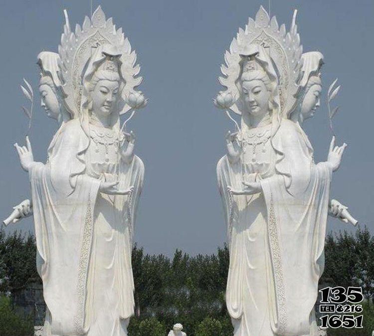 觀音雕塑-景區戶外大型漢白玉石雕三面觀音雕塑 觀音雕塑-景區戶外大型漢白玉石雕三面觀音雕塑高清圖片