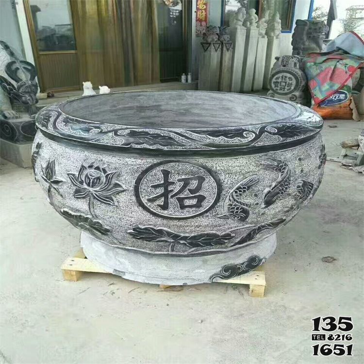 花盆雕塑-青石石雕浮雕魚庭院花盆雕塑 花盆雕塑-青石石雕浮雕魚庭院花盆雕塑高清圖片