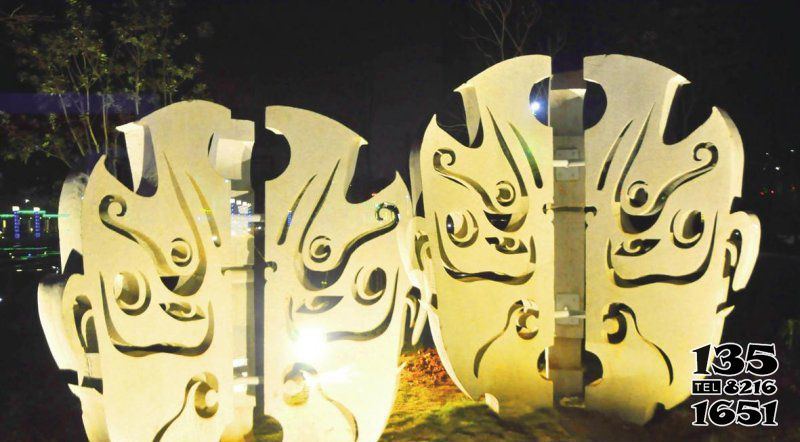 臉譜雕塑-公園創(chuàng)意噴金照明不銹鋼臉譜雕塑 臉譜雕塑-公園創(chuàng)意噴金照明不銹鋼臉譜雕塑高清圖片