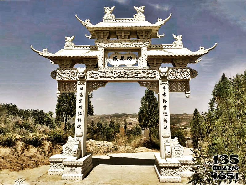 牌坊雕塑-浮雕工藝單門漢白玉寺院景區擺放石牌坊 牌坊雕塑-浮雕工藝單門漢白玉寺院景區擺放石牌坊高清圖片