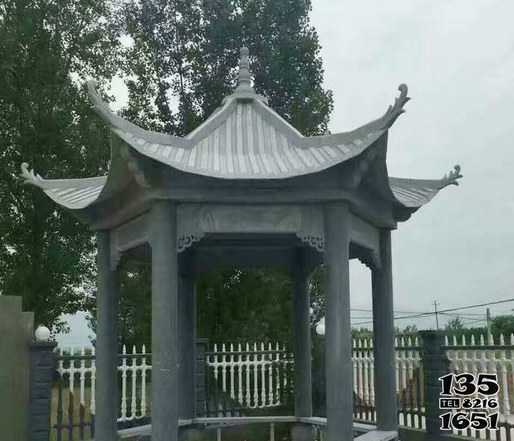 涼亭雕塑-學(xué)院六角青石雕刻休閑涼亭石雕 涼亭雕塑-學(xué)院六角青石雕刻休閑涼亭石雕高清圖片