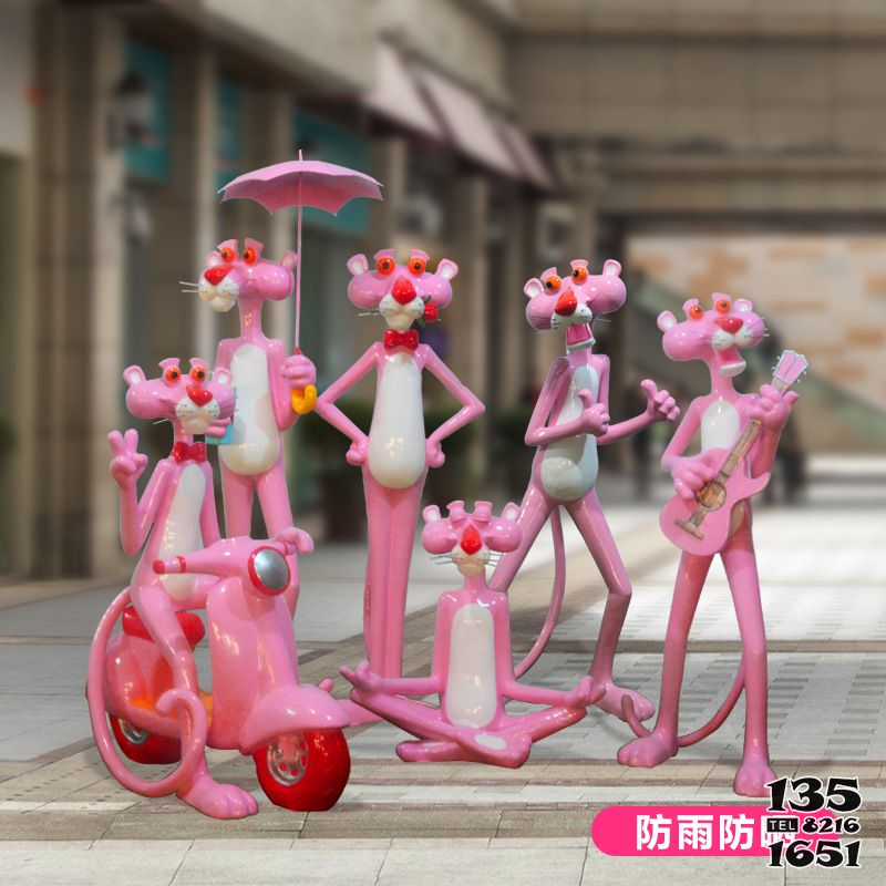豹子雕塑-車飾玻璃鋼彩繪噴漆創意粉紅豹美陳擺件 豹子雕塑-車飾玻璃鋼彩繪噴漆創意粉紅豹美陳擺件高清圖片