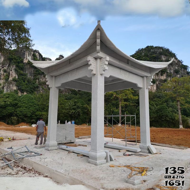 涼亭雕塑--山區(qū)景觀擺放四角仿古建花崗巖涼亭雕塑 涼亭雕塑--山區(qū)景觀擺放四角仿古建花崗巖涼亭雕塑高清圖片