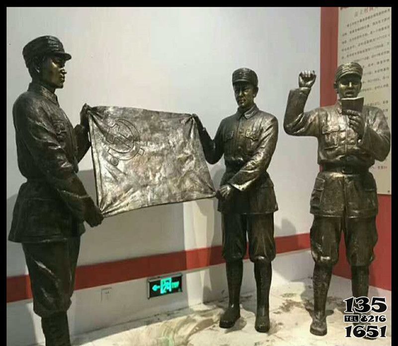 八路軍雕塑-入黨宣誓的玻璃鋼仿銅八路軍雕塑 八路軍雕塑-入黨宣誓的玻璃鋼仿銅八路軍雕塑高清圖片
