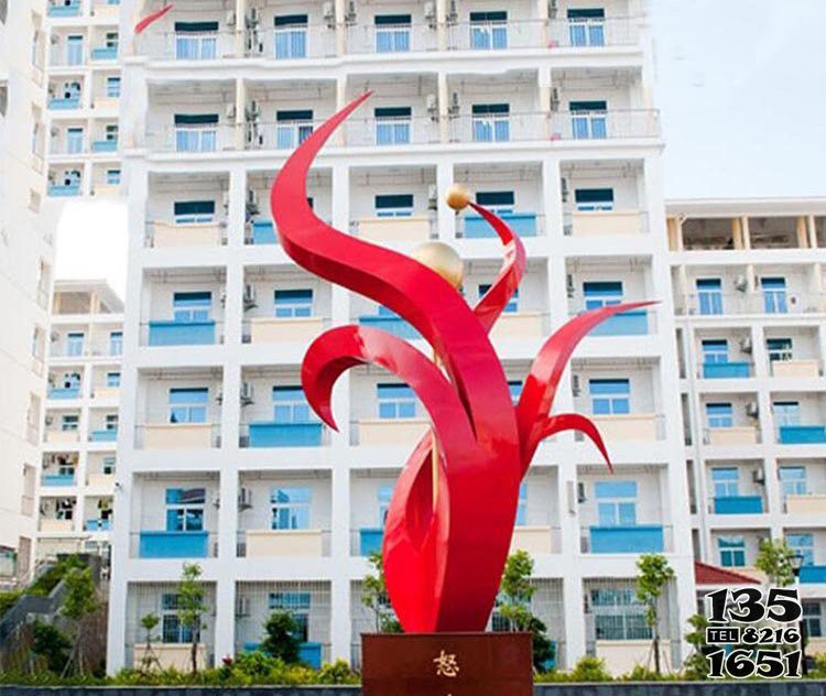 花朵雕塑-不銹鋼校園抽象花朵怒放雕塑 花朵雕塑-不銹鋼校園抽象花朵怒放雕塑高清圖片
