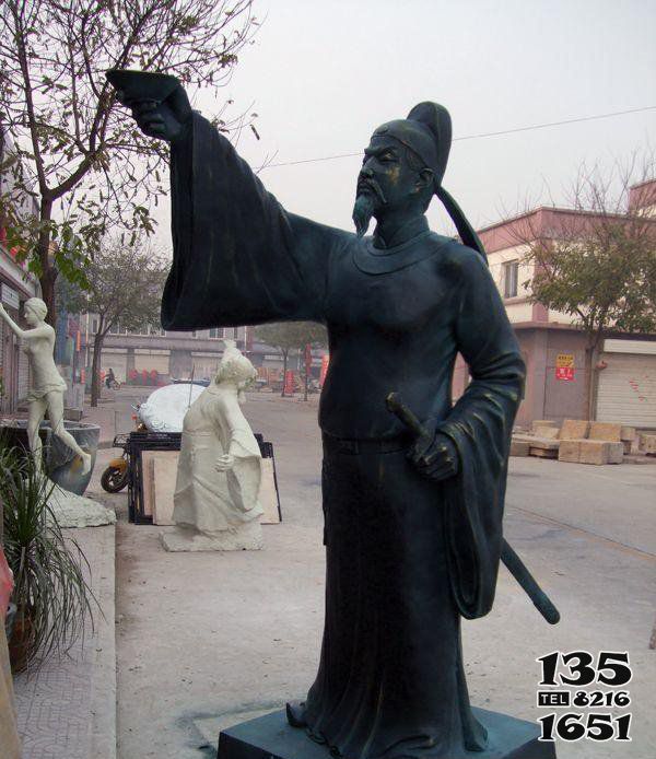 李白雕塑-戶外景觀園林醉酒詩仙李白青銅雕塑 李白雕塑-戶外景觀園林醉酒詩仙李白青銅雕塑高清圖片
