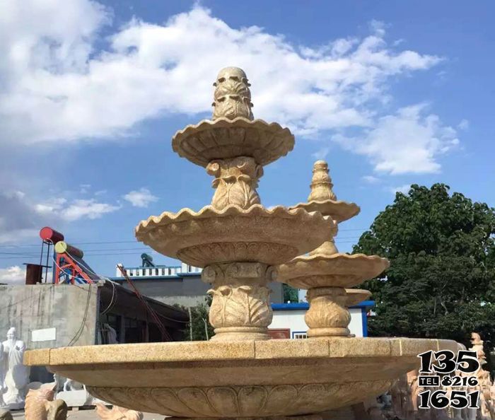噴泉雕塑-事業單位擺放晚霞紅多層噴泉石雕 噴泉雕塑-事業單位擺放晚霞紅多層噴泉石雕高清圖片