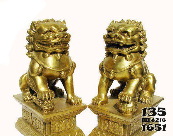 獅子雕塑-一對純金打造的室內美陳獅子雕塑 獅子雕塑-一對純金打造的室內美陳獅子雕塑高清圖片