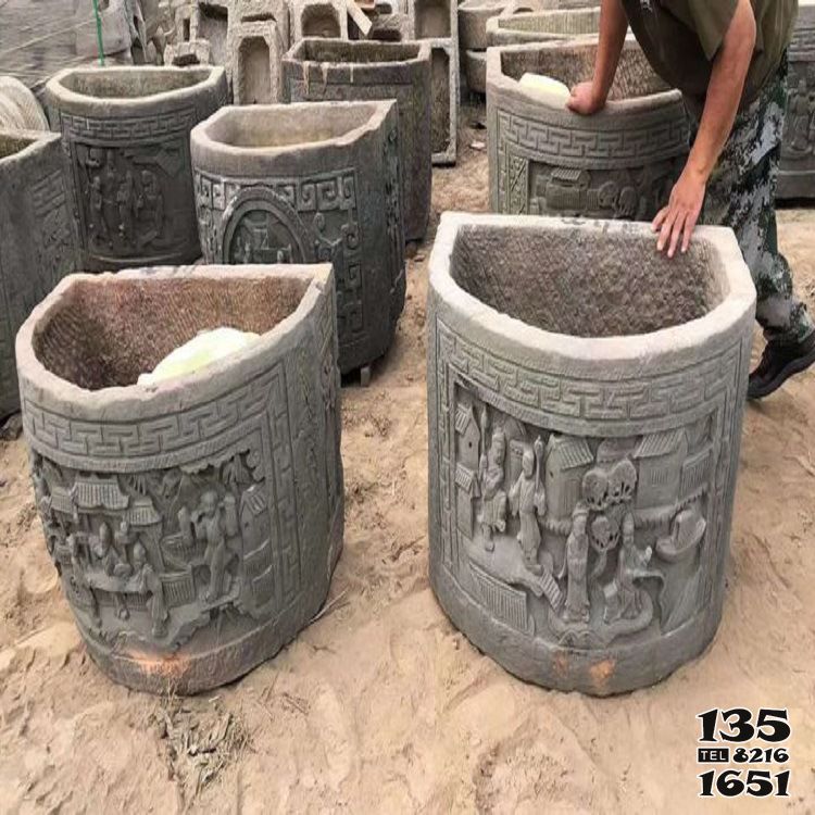 缸雕塑-戶外庭院大理石石雕仿古缸雕塑 缸雕塑-戶外庭院大理石石雕仿古缸雕塑高清圖片