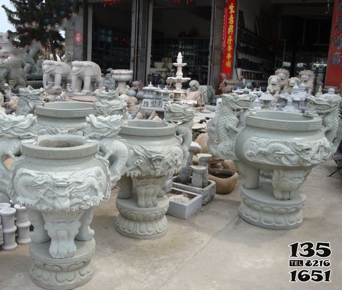 缸雕塑-寺廟景觀龍頭石雕水缸雕塑 缸雕塑-寺廟景觀龍頭石雕水缸雕塑高清圖片