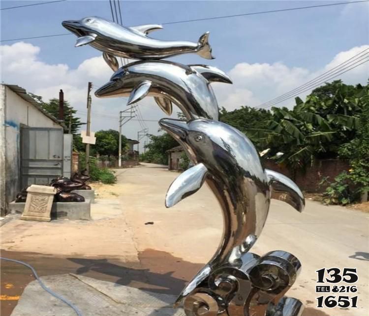 海豚雕塑-花園擺放三只不銹鋼海豚雕塑 海豚雕塑-花園擺放三只不銹鋼海豚雕塑高清圖片