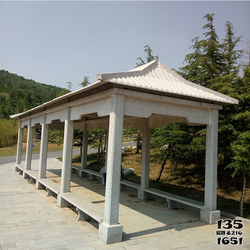 涼亭雕塑-森林公園仿古建大理石長廊座椅休息涼亭雕塑 涼亭雕塑-森林公園仿古建大理石長廊座椅休息涼亭雕塑高清圖片