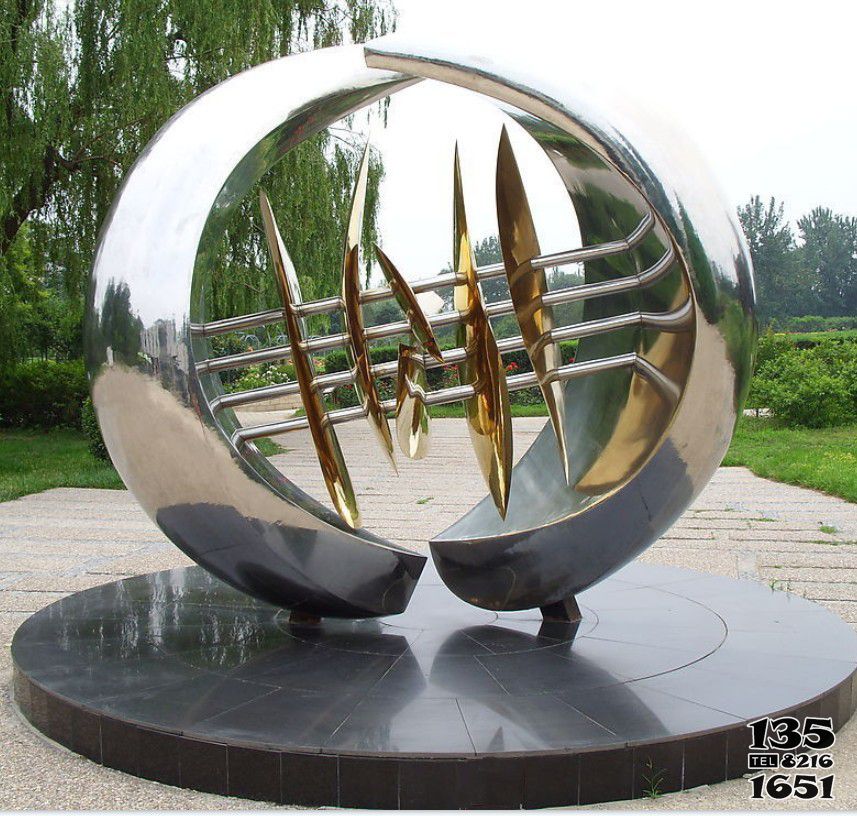 圓環雕塑-戶外公園不銹鋼創意鏡面圓環雕塑 圓環雕塑-戶外公園不銹鋼創意鏡面圓環雕塑高清圖片