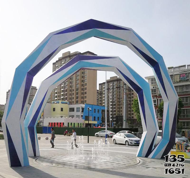 拱門雕塑-小區廣場棱形不銹鋼拱門創意雕塑 拱門雕塑-小區廣場棱形不銹鋼拱門創意雕塑高清圖片