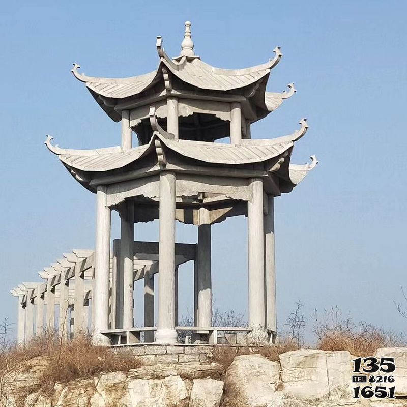 涼亭雕塑-景區山頂裝飾雙層頂仿古青石涼亭雕塑 涼亭雕塑-景區山頂裝飾雙層頂仿古青石涼亭雕塑高清圖片
