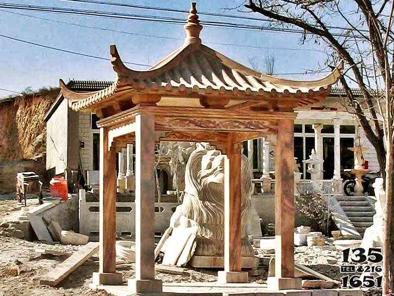 涼亭雕塑-庭院擺放裝飾四角晚霞紅休閑涼亭雕塑 涼亭雕塑-庭院擺放裝飾四角晚霞紅休閑涼亭雕塑高清圖片