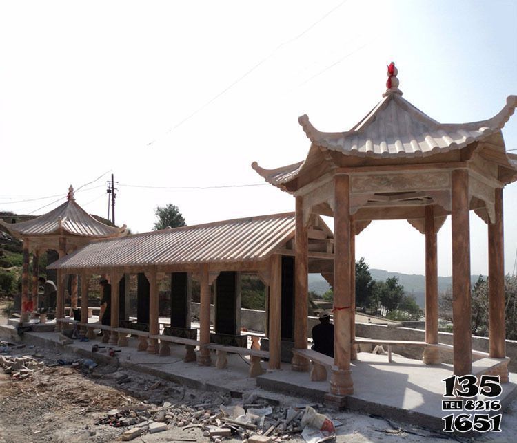 涼亭雕塑-園林景區山頂裝飾晚霞紅長廊涼亭雕塑 涼亭雕塑-園林景區山頂裝飾晚霞紅長廊涼亭雕塑高清圖片