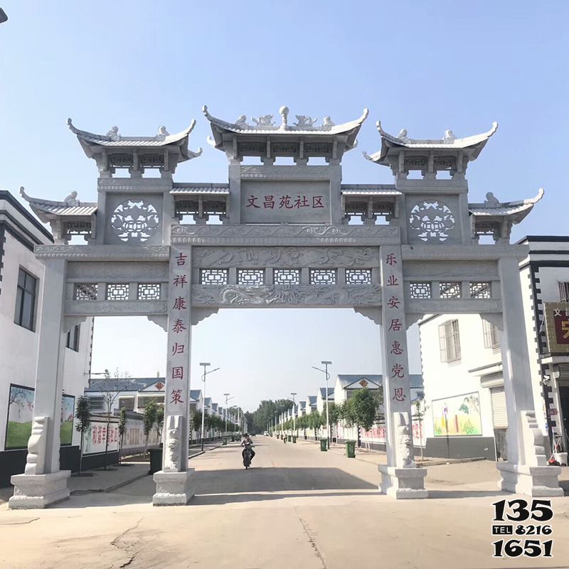 牌坊雕塑-美麗新鄉村建設社區三間四柱石雕牌樓 牌坊雕塑-美麗新鄉村建設社區三間四柱石雕牌樓