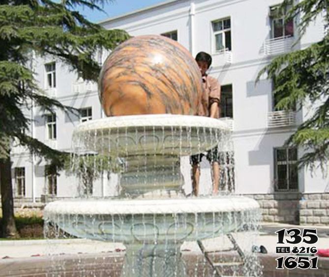 風水球雕塑-園林景觀漢白玉水球噴泉石雕 風水球雕塑-園林景觀漢白玉水球噴泉石雕高清圖片