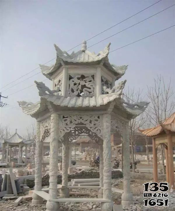 涼亭雕塑-大理石雕刻龍紋鏤空園林景區擺放涼亭雕塑 涼亭雕塑-大理石雕刻龍紋鏤空園林景區擺放涼亭雕塑高清圖片