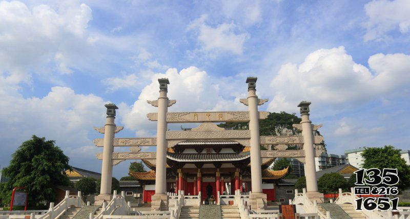 牌坊雕塑-寺廟三門簡易石華表石柱牌坊雕塑 牌坊雕塑-寺廟三門簡易石華表石柱牌坊雕塑高清圖片