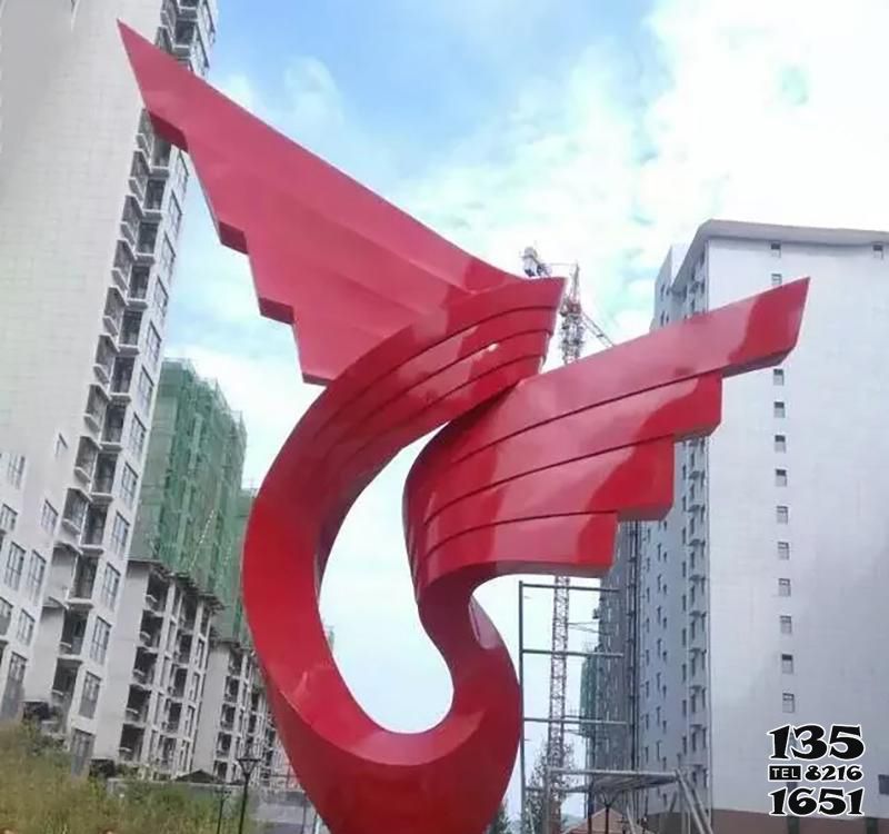 彩帶雕塑-別墅商廈不銹鋼紅色翅膀彩帶雕塑 彩帶雕塑-別墅商廈不銹鋼紅色翅膀彩帶雕塑高清圖片