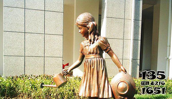 兒童雕塑-公園澆花小女孩人物銅雕兒童雕塑 兒童雕塑-公園澆花小女孩人物銅雕兒童雕塑高清圖片