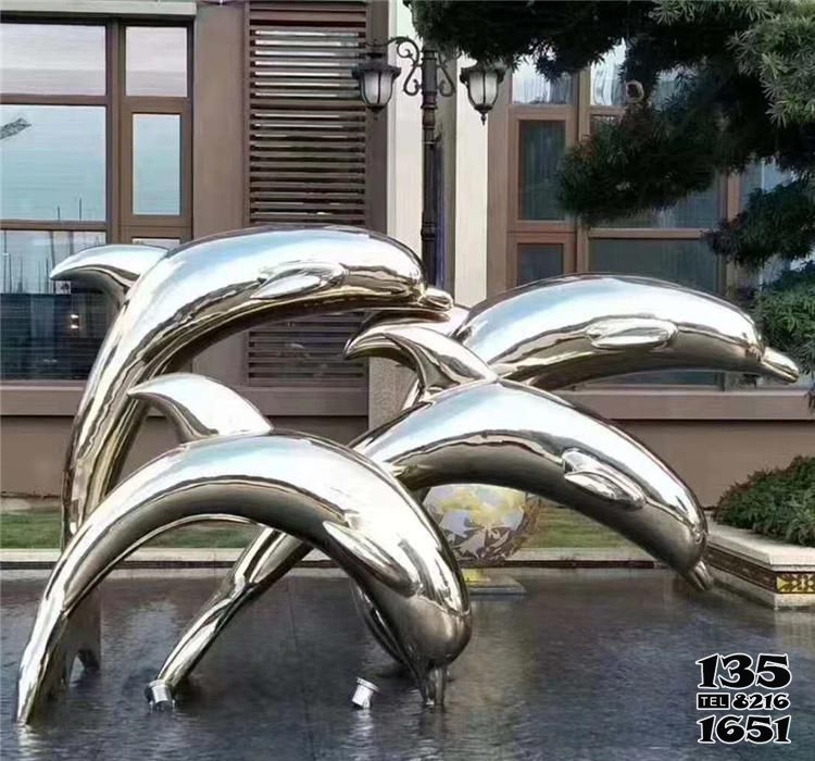 海豚雕塑-四只水上跳躍的不銹鋼抽象海豚雕塑 海豚雕塑-四只水上跳躍的不銹鋼抽象海豚雕塑