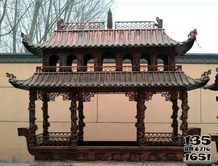 香爐雕塑-祠堂戶外擺放長形鍛造鏤空兩層紅銅香爐雕塑 香爐雕塑-祠堂戶外擺放長形鍛造鏤空兩層紅銅香爐雕塑高清圖片