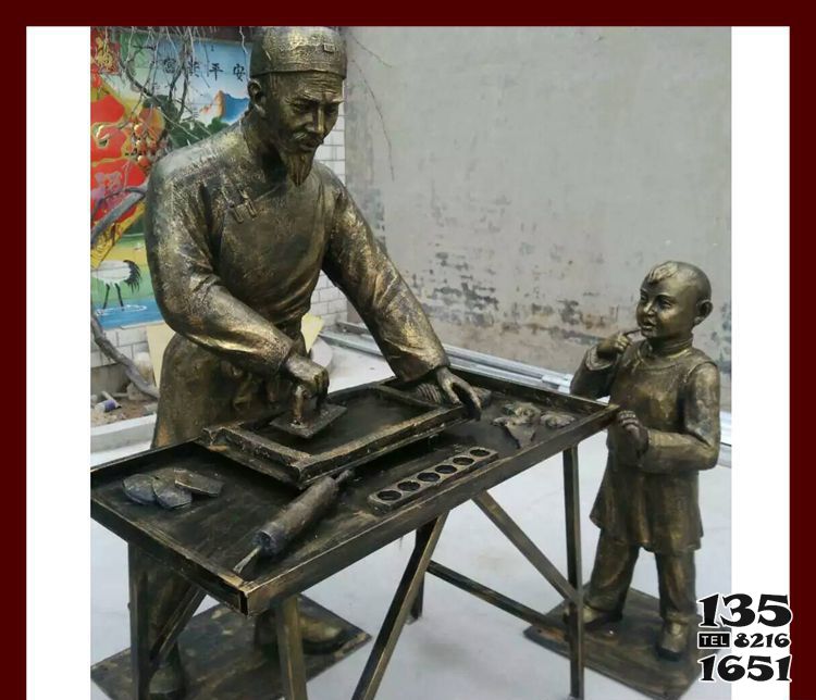 小吃雕塑-步行街做小吃的古代人物玻璃鋼仿銅雕塑 小吃雕塑-步行街做小吃的古代人物玻璃鋼仿銅雕塑高清圖片