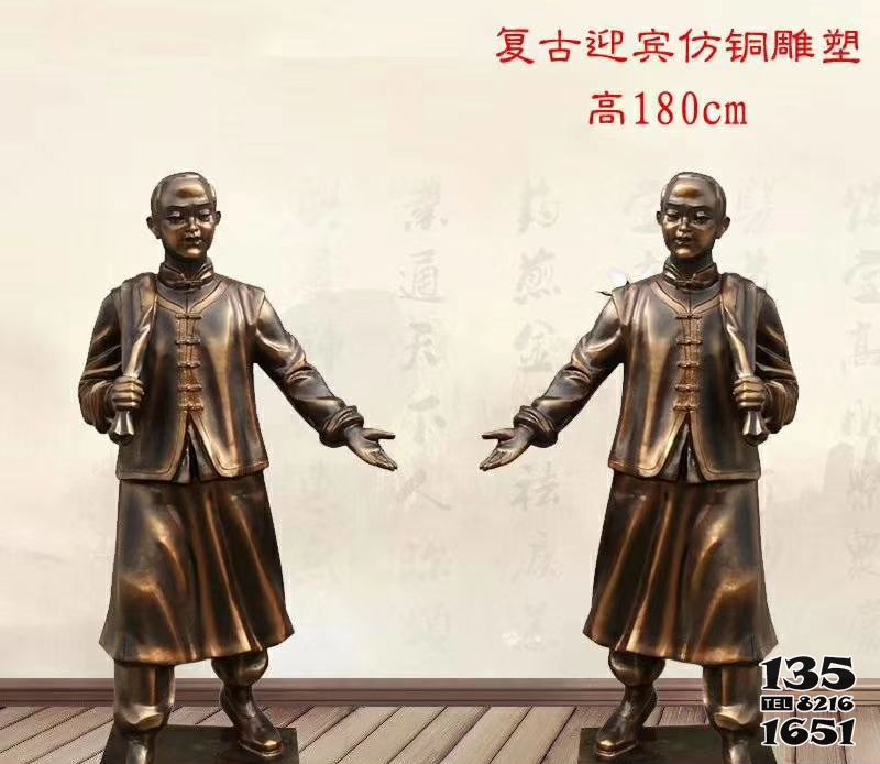 店小二雕塑-酒店復古迎賓玻璃鋼仿銅雕塑 店小二雕塑-酒店復古迎賓玻璃鋼仿銅雕塑高清圖片
