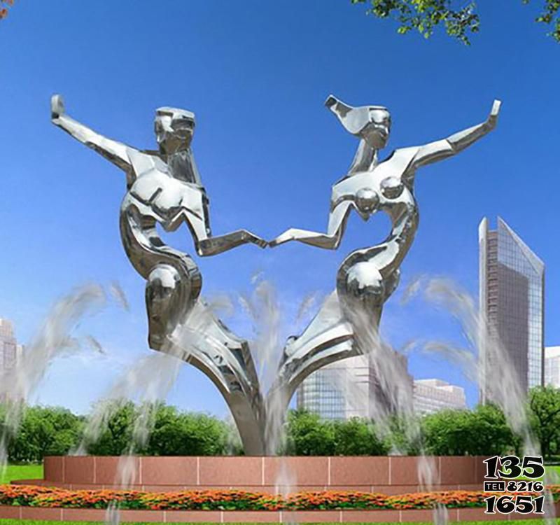 情侶雕塑-公園廣場不銹鋼噴泉跳舞的情侶雕塑 情侶雕塑-公園廣場不銹鋼噴泉跳舞的情侶雕塑