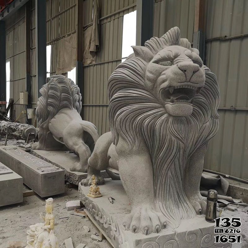 獅子雕塑-戶外園林大型仿真動物大理石石雕獅子雕塑 獅子雕塑-戶外園林大型仿真動物大理石石雕獅子雕塑高清圖片
