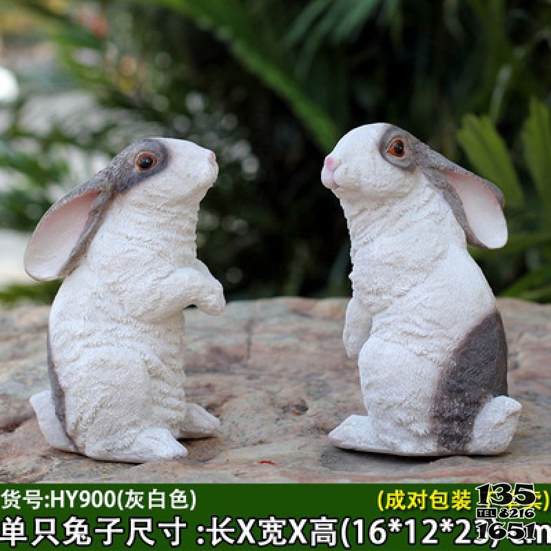 兔子雕塑-公園兩只玻璃鋼彩繪兔子雕塑 兔子雕塑-公園兩只玻璃鋼彩繪兔子雕塑高清圖片