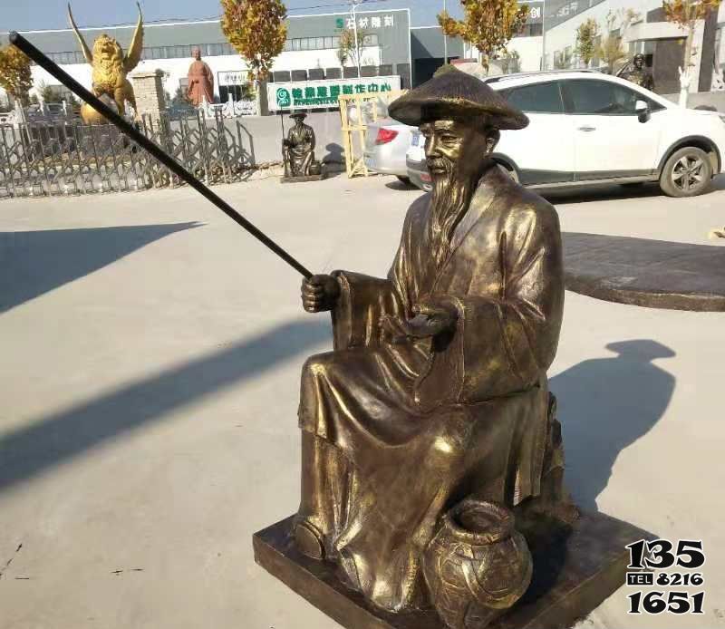 釣魚雕塑-廣場鍍金姜太公釣魚小品人物雕塑 釣魚雕塑-廣場鍍金姜太公釣魚小品人物雕塑高清圖片